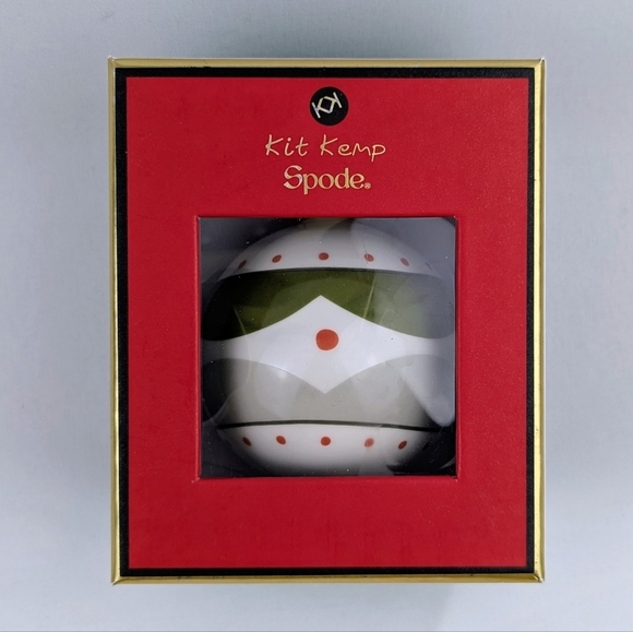 Spode Other - Spode Kit Kemp Ornament Geo Bauble Bone China Geometric Design White Green NWT